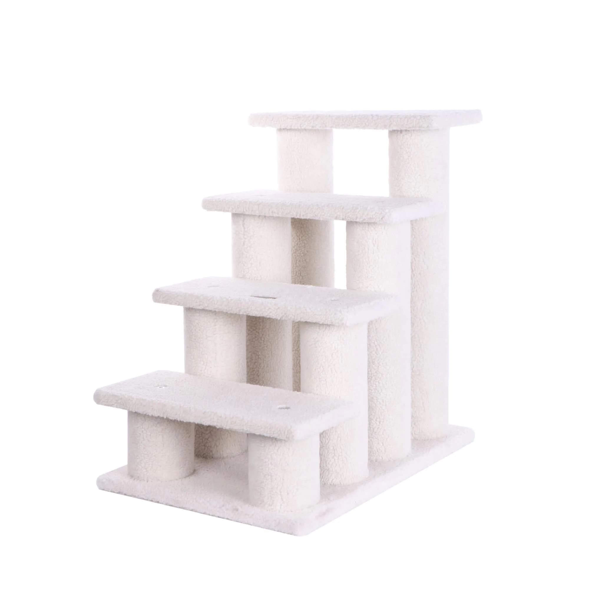 Armarkat Pet Steps, 4-steps, B4001, Ivory | Safe, Stylish Cat Ladder for Small Dogs — 17"(W)x25"(D)x25"(H), each platform 7" Deep