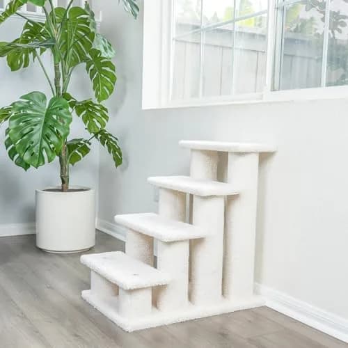 Armarkat Pet Steps, 4-steps, B4001, Ivory | Safe, Stylish Cat Ladder for Small Dogs thumbnail 3