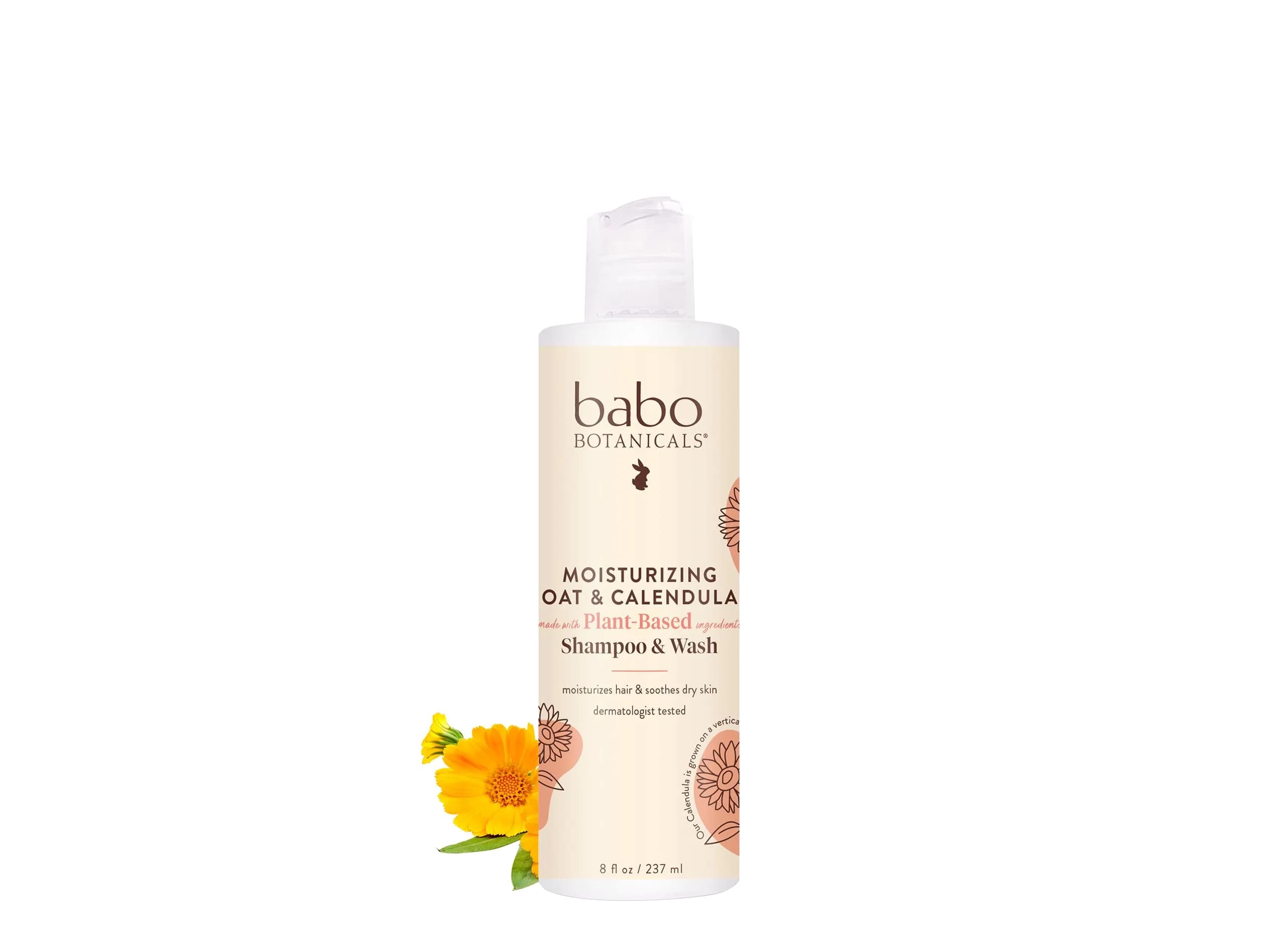 Babo Botanicals Moisturizing Oat & Calendula 2-in-1 Shampoo & Wash, 8 Fl Oz (Pack of 1) - main product image