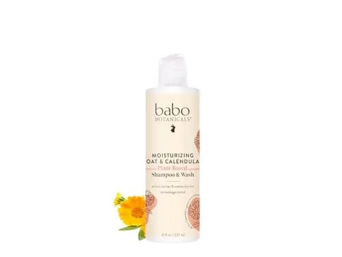 Babo Botanicals Moisturizing Oat & Calendula 2-in-1 Shampoo & Wash 237ml (8 Fl Oz) | Gentle, Vegan Formula for Sensitive Skin thumbnail 1