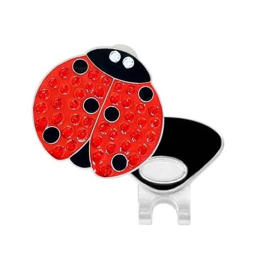 NAVIKA Lady Luck Ladybug Golf Ball Marker with Austrian Crystals | Hat Clip Included | Good Luck Themed Golf Accessory | Sparkling Red thumbnail 1