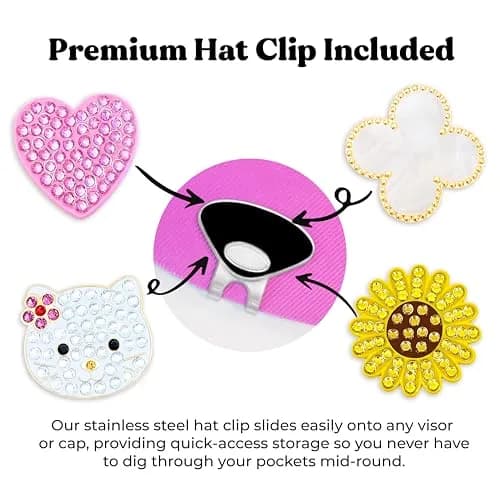 NAVIKA Lady Luck Ladybug Golf Ball Marker with Austrian Crystals | Hat Clip Included | Good Luck Themed Golf Accessory | Sparkling Red thumbnail 5