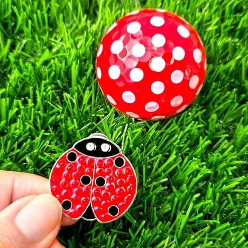 NAVIKA Lady Luck Ladybug Golf Ball Marker with Austrian Crystals | Hat Clip Included | Good Luck Themed Golf Accessory | Sparkling Red thumbnail 2