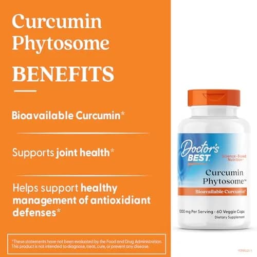 Doctor's BEST Curcumin Phytosome Supplement 1000 mg (60 Veg Caps) | Joint Health Support with Enhanced Bioavailability thumbnail 2