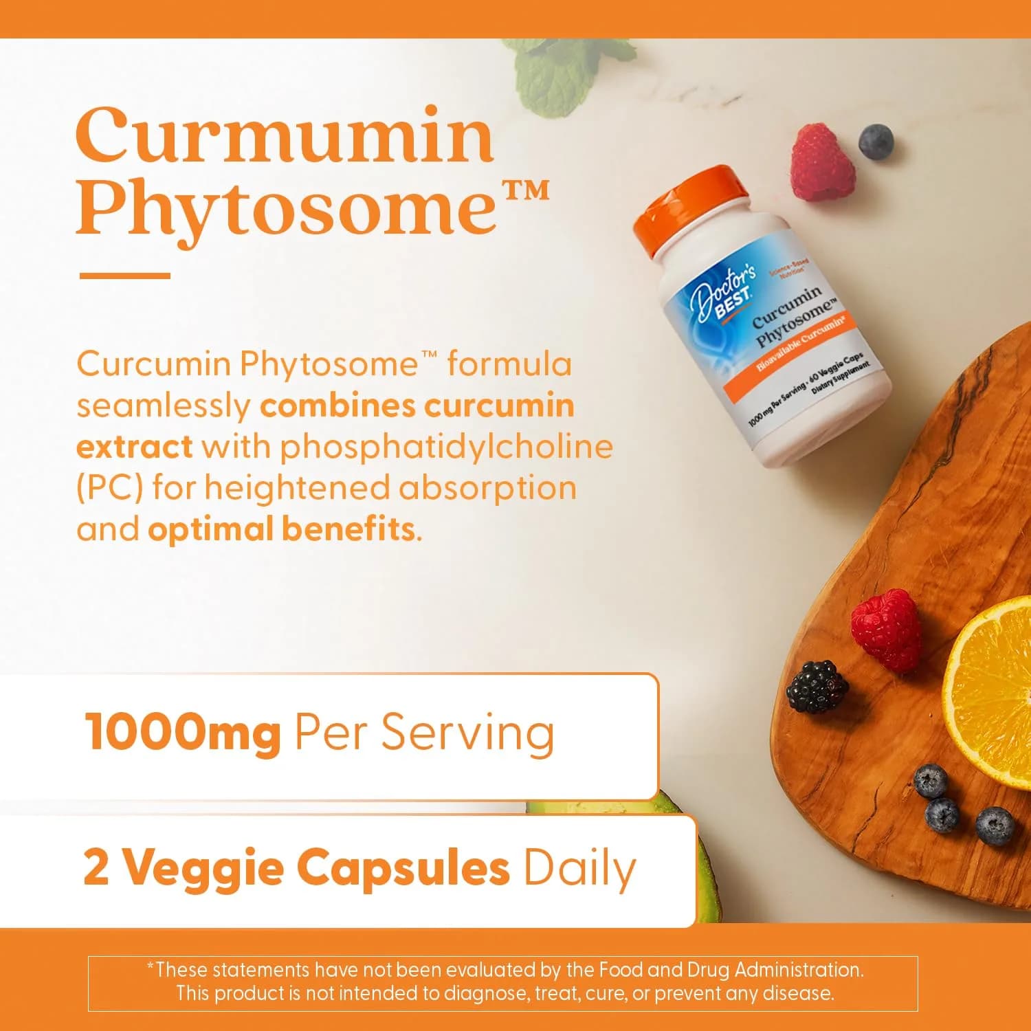 Doctor's BEST Curcumin Phytosome Supplement 1000 mg (60 Veg Caps) | Joint Health Support with Enhanced Bioavailability - view 3