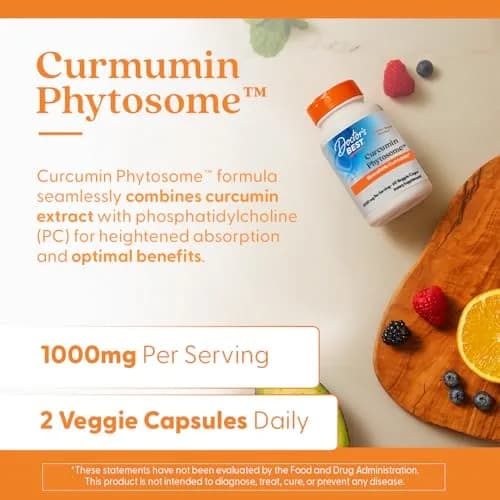 Doctor's BEST Curcumin Phytosome Supplement 1000 mg (60 Veg Caps) | Joint Health Support with Enhanced Bioavailability thumbnail 3