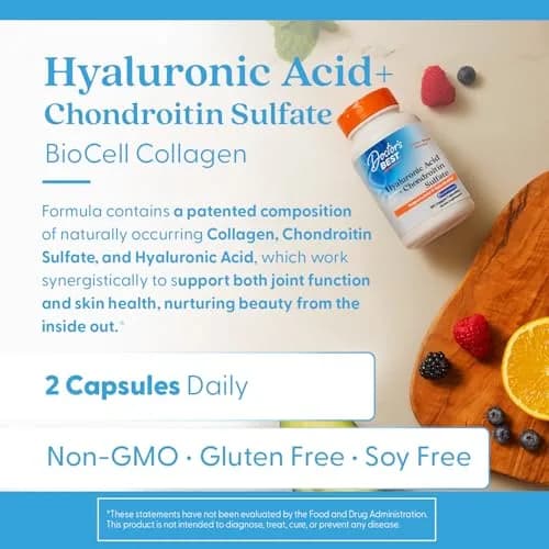 Doctor's BEST Hyaluronic Acid + Chondroitin Sulfate, 180 Veggie Capsules | Supports Skin & Joint Health thumbnail 2