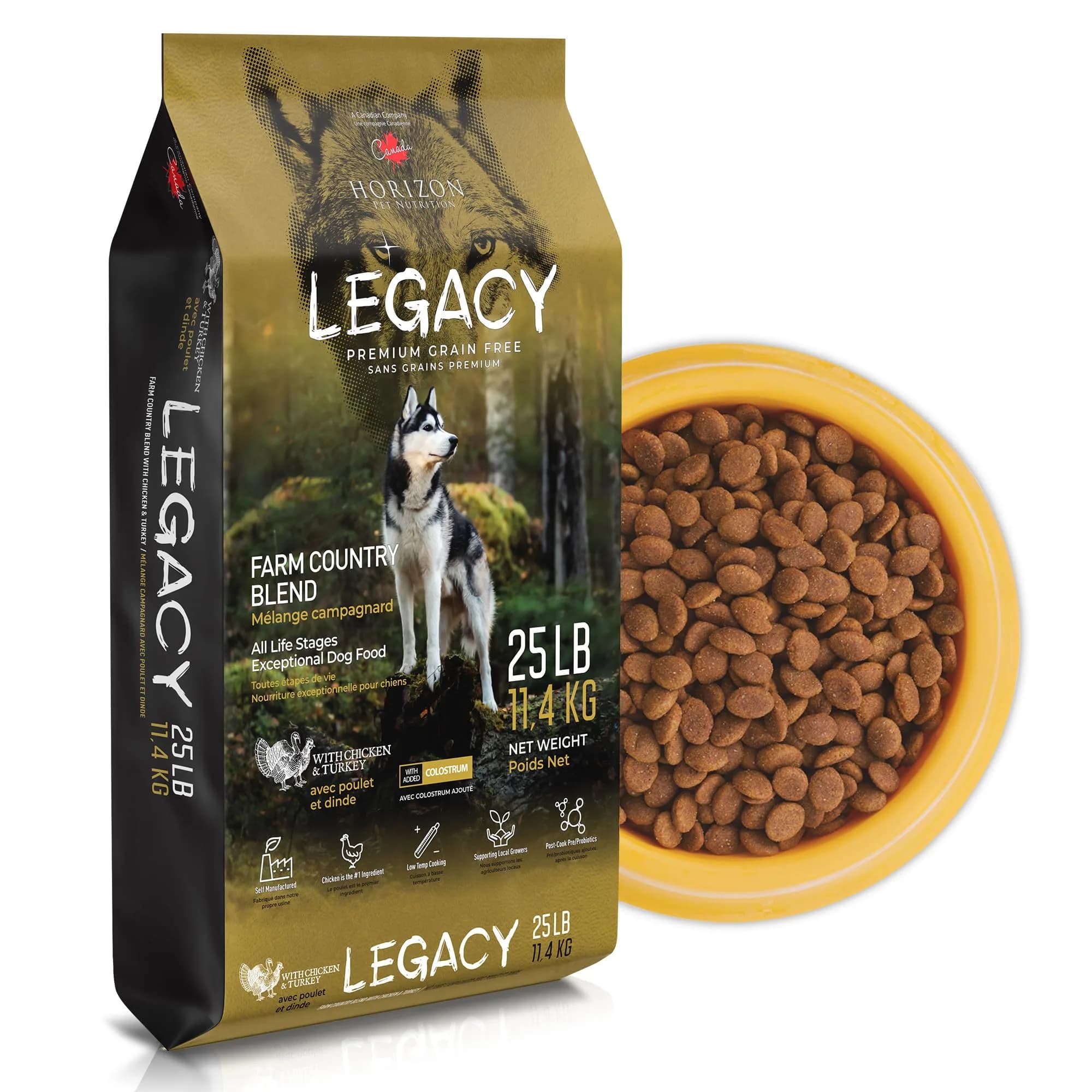 LEGACY High Protein Dog Food — Real Chicken & Turkey First Ingredient, Added Colostrum, Grain-Free, 25 lb | Supports Immunity & Digestion - main product image