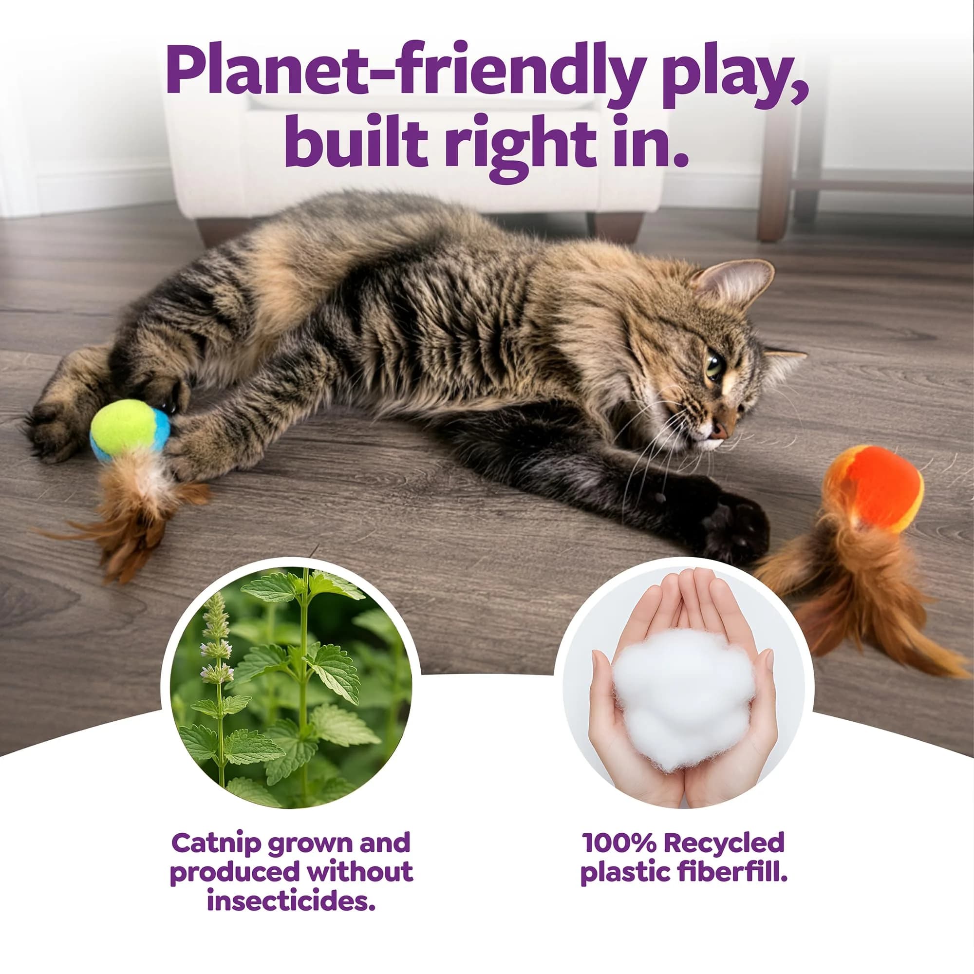 SmartyKat Flutter Balls Catnip Plush & Feather Toys, Set of 2 | Erratic Motion for Batting & Pouncing Fun - view 5