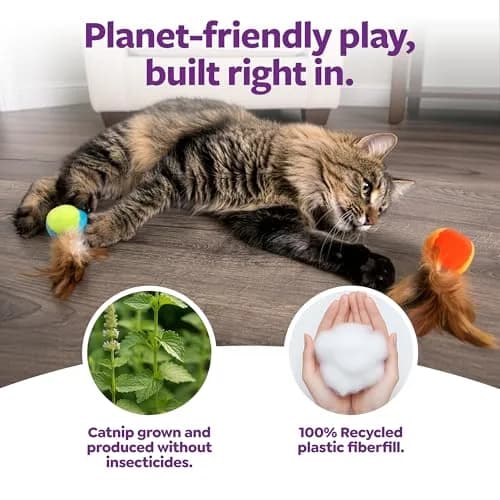 SmartyKat Flutter Balls Catnip Plush & Feather Toys, Set of 2 | Erratic Motion for Batting & Pouncing Fun thumbnail 5