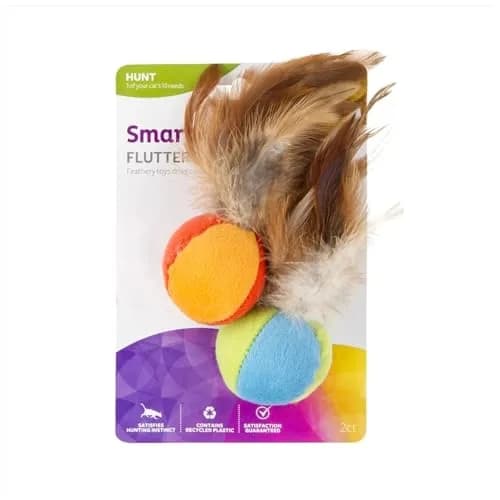 SmartyKat Flutter Balls Catnip Plush & Feather Toys, Set of 2 | Erratic Motion for Batting & Pouncing Fun thumbnail 1