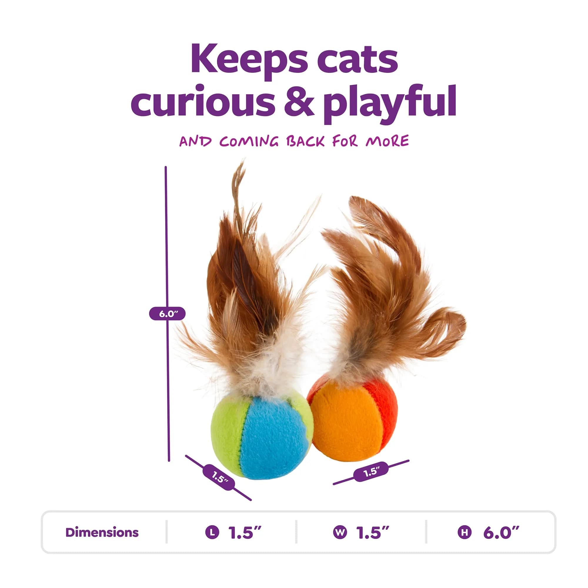 SmartyKat Flutter Balls Catnip Plush & Feather Toys, Set of 2 | Erratic Motion for Batting & Pouncing Fun - view 3