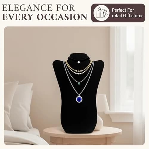 RJ Displays Black Velvet Necklace Display Stand 14" H | Professional Jewelry Display for Vendors thumbnail 4