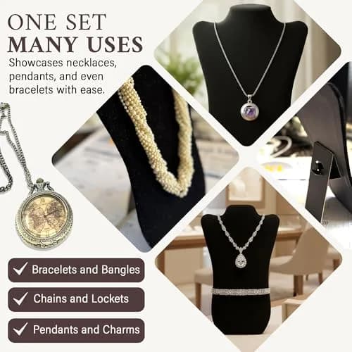 RJ Displays Black Velvet Necklace Display Stand 14" H | Professional Jewelry Display for Vendors thumbnail 5