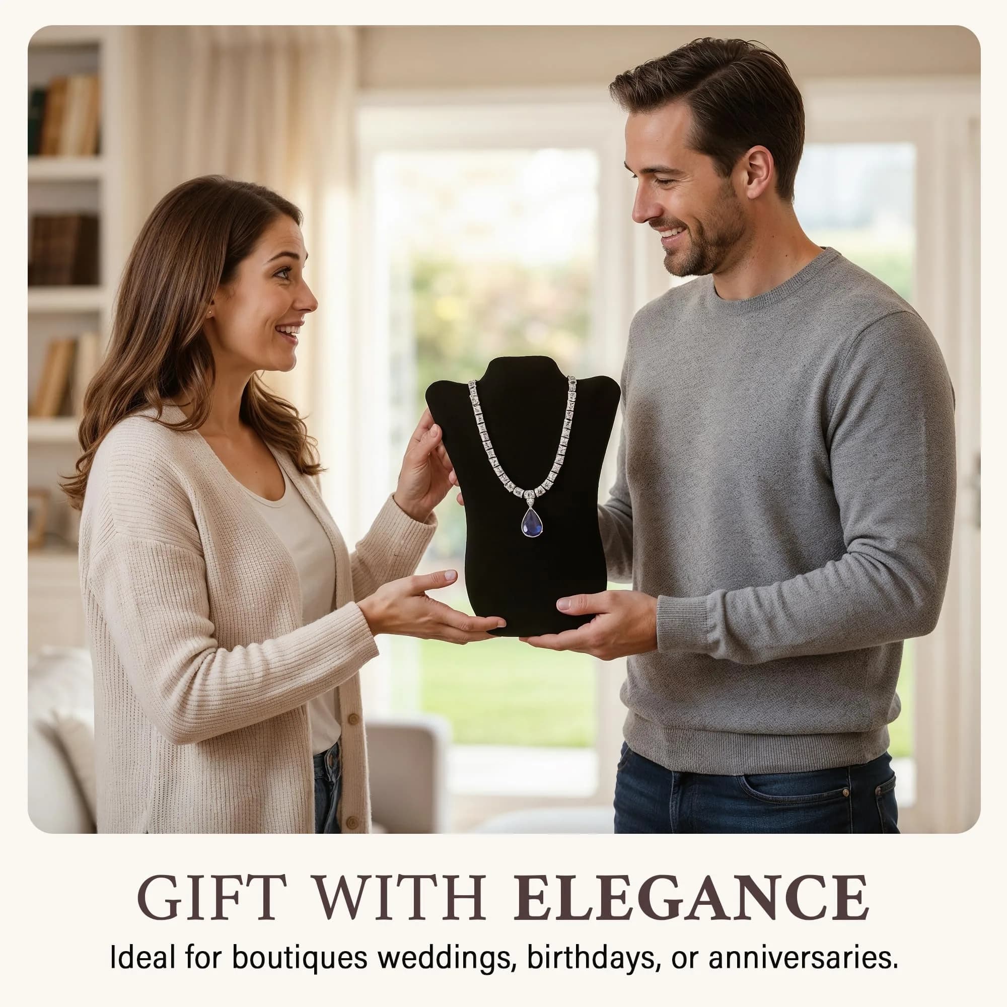 RJ Displays Black Velvet Necklace Display Stand 14" H | Professional Jewelry Display for Vendors - view 6