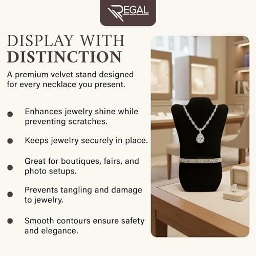 RJ Displays Black Velvet Necklace Display Stand 14" H | Professional Jewelry Display for Vendors thumbnail 7