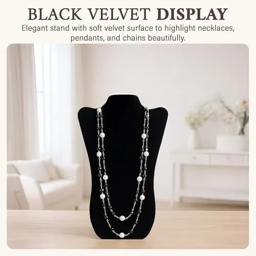 RJ Displays Black Velvet Necklace Display Stand 14" H | Professional Jewelry Display for Vendors thumbnail 2