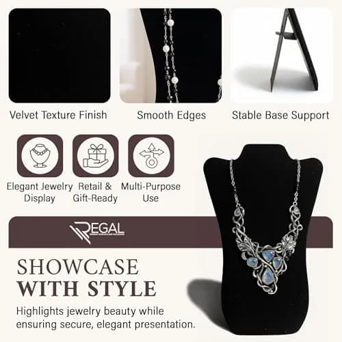 RJ Displays Black Velvet Necklace Display Stand 14" H | Professional Jewelry Display for Vendors thumbnail 3