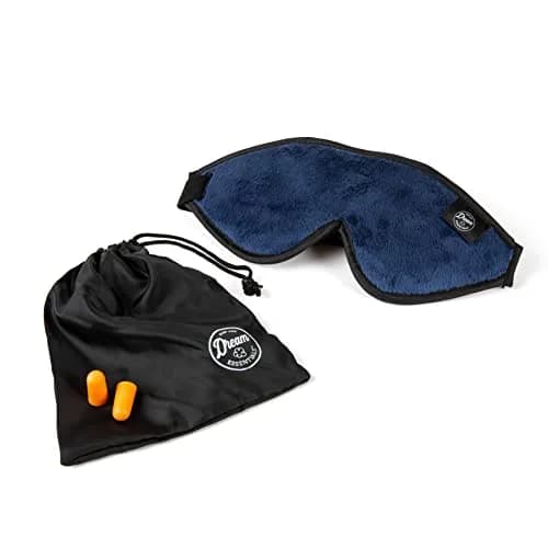 Dream Essentials Escape 3D Sleep Mask, Earplugs & Pouch | Contoured Light Block, Memory Foam, Navy Blue thumbnail 4