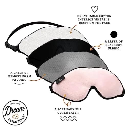 Dream Essentials Escape 3D Sleep Mask, Earplugs & Pouch | Contoured Light Block, Memory Foam, Navy Blue thumbnail 7