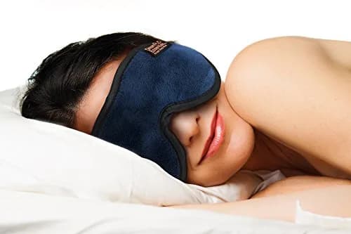 Dream Essentials Escape 3D Sleep Mask, Earplugs & Pouch | Contoured Light Block, Memory Foam, Navy Blue thumbnail 3