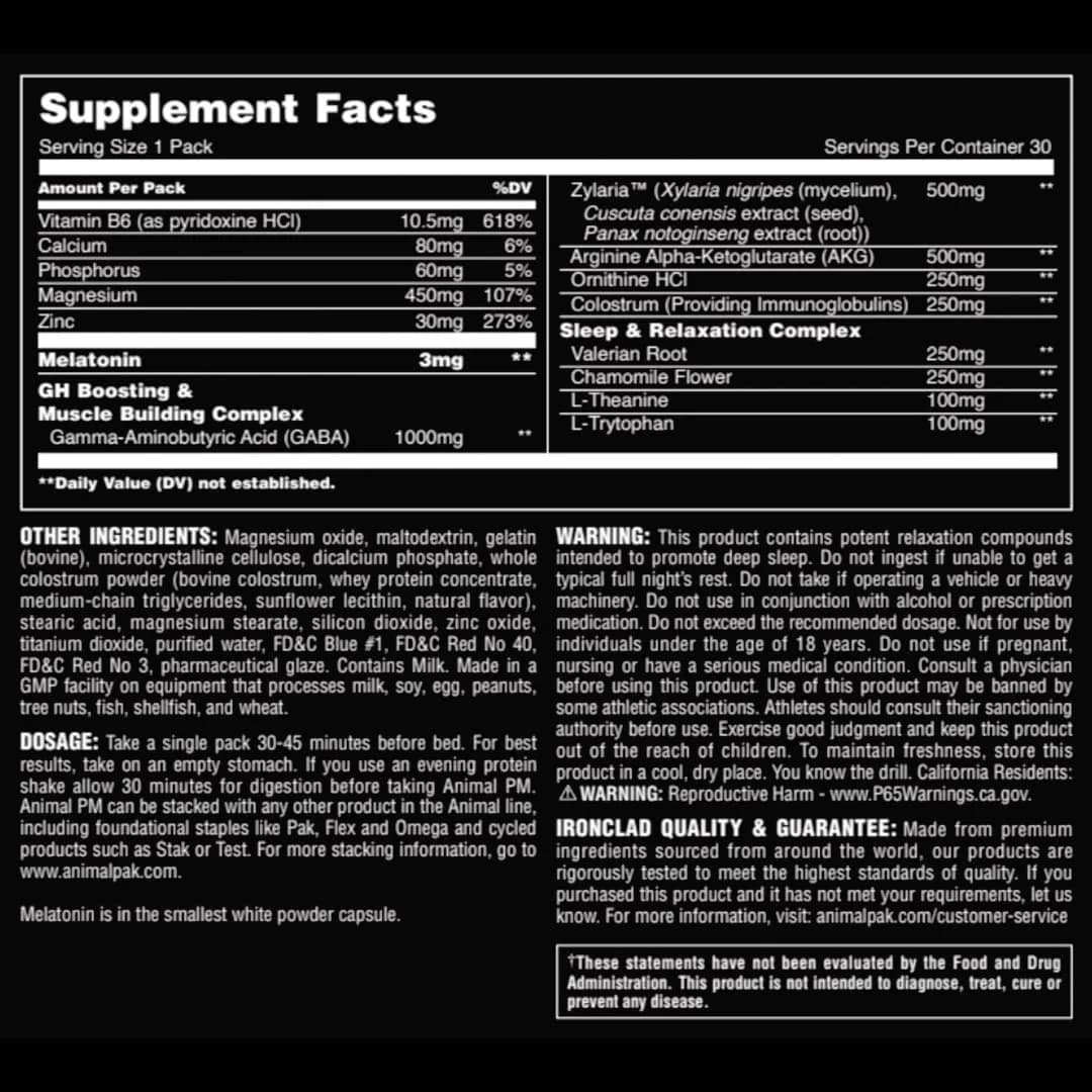 Animal PM Sleep Aid for Adults 30 Count | Non-Habit Forming Relaxation with Melatonin, L-Theanine, Zinc, Magnesium, GABA - view 7
