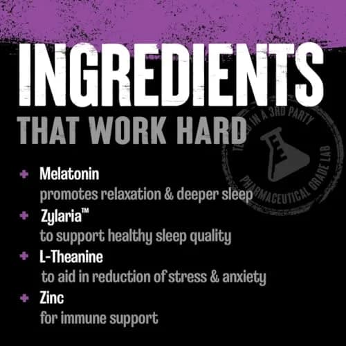 Animal PM Sleep Aid for Adults 30 Count | Non-Habit Forming Relaxation with Melatonin, L-Theanine, Zinc, Magnesium, GABA thumbnail 3