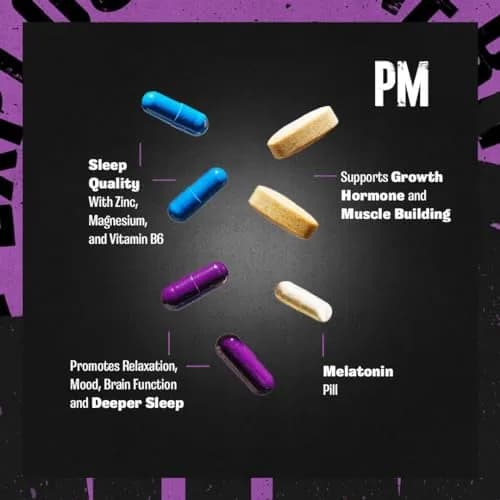 Animal PM Sleep Aid for Adults 30 Count | Non-Habit Forming Relaxation with Melatonin, L-Theanine, Zinc, Magnesium, GABA thumbnail 4