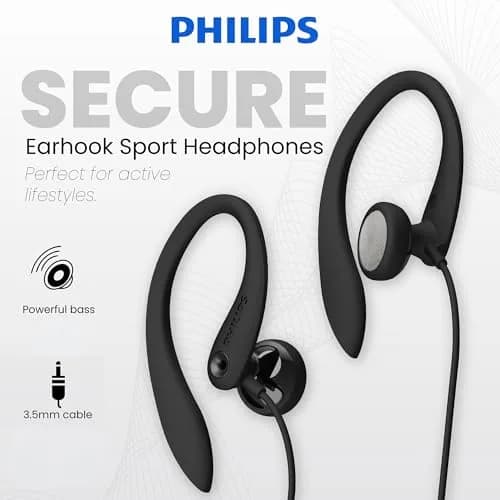PHILIPS Headphones Black | Flexible Earhook, Wired, 3.5mm, 15mm Driver, 1.2m Cable, 1 Year Warranty thumbnail 2