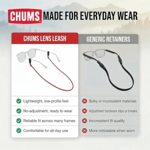 Chums Lens Leash Eyewear Retainer & Glasses Lanyard (Red) | Durable Polyester Cord for All Outdoor Activities thumbnail 5