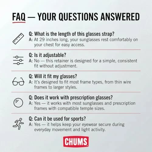 Chums Lens Leash Eyewear Retainer & Glasses Lanyard (Red) | Durable Polyester Cord for All Outdoor Activities thumbnail 7