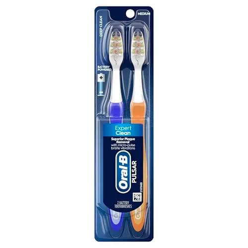 Oral-B Pulsar Pro-Health Expert Clean Battery Electric Toothbrush, 2 Count Medium | Removes 90% Plaque thumbnail 7