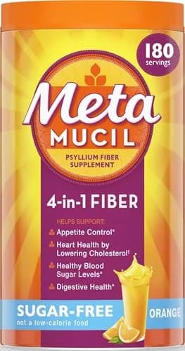 Metamucil Sugar-Free Orange Psyllium Husk Fiber Powder 180 Servings (180 tsp) | Supports Digestive Health & Heart Health thumbnail 1