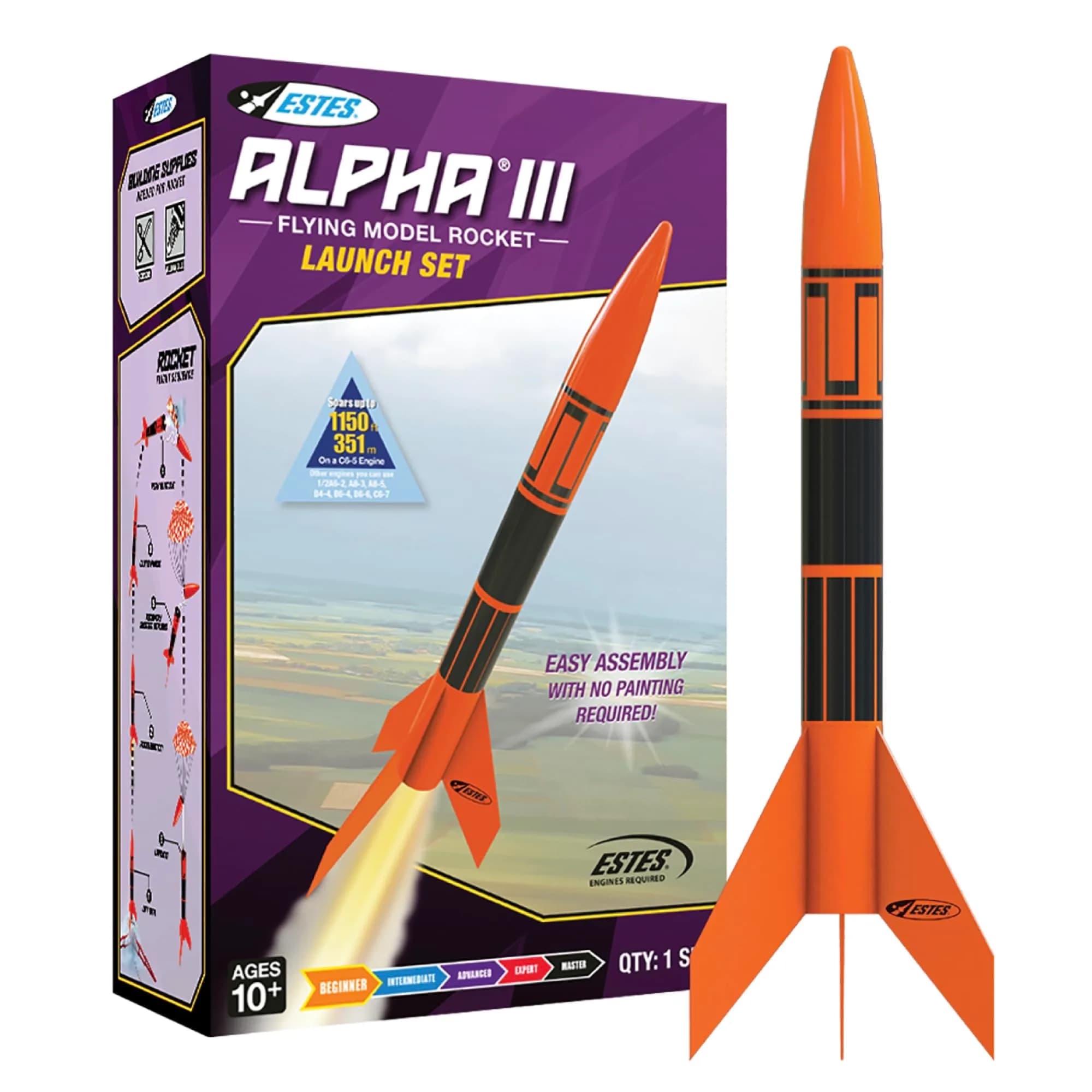 Estes Alpha III Rocket-Building Kit | Beginner Model for Ages 10+ with Launch Pad & Controller