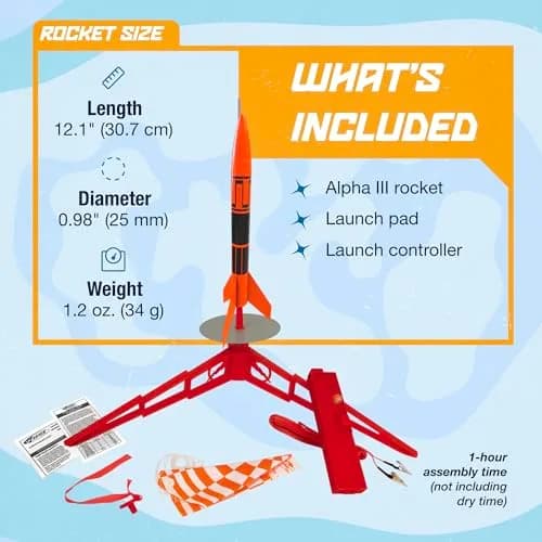 Estes Alpha III Rocket-Building Kit | Beginner Model for Ages 10+ with Launch Pad & Controller thumbnail 3
