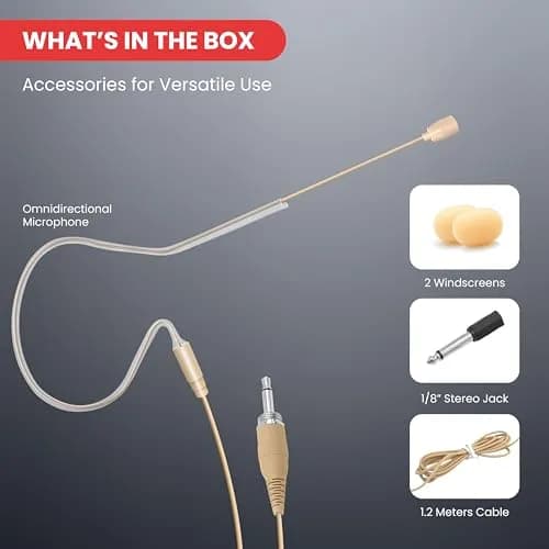 Pyle Over Ear Boom Microphone Headset - Professional Omnidirectional Wired Microphone Beige thumbnail 7