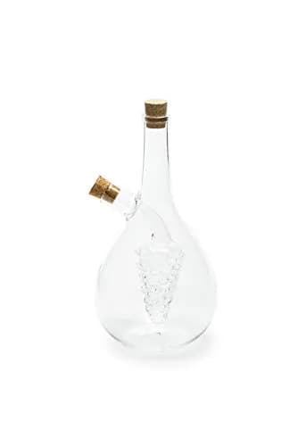 Fox Run Grape Motif Oil and Vinegar Cruet Dispenser Bottle, Clear Borosilicate Glass, Grapes | Elegant 13.5 oz dual pour bottle (70-120c) thumbnail 1