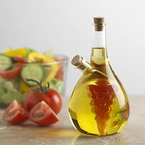 Fox Run Grape Motif Oil and Vinegar Cruet Dispenser Bottle, Clear Borosilicate Glass, Grapes | Elegant 13.5 oz dual pour bottle (70-120c) thumbnail 6