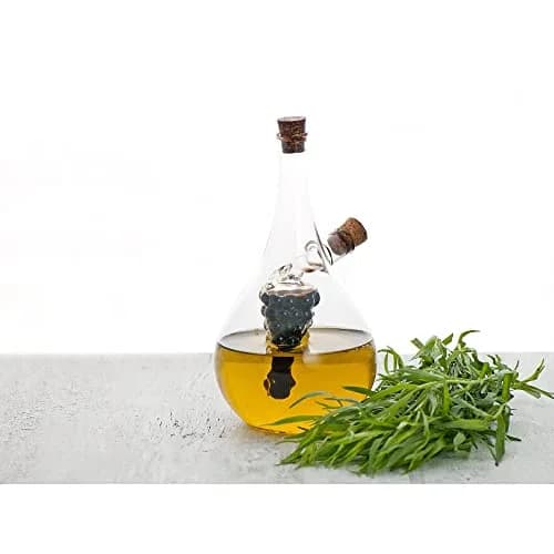Fox Run Grape Motif Oil and Vinegar Cruet Dispenser Bottle, Clear Borosilicate Glass, Grapes | Elegant 13.5 oz dual pour bottle (70-120c) thumbnail 7
