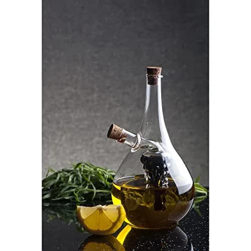 Fox Run Grape Motif Oil and Vinegar Cruet Dispenser Bottle, Clear Borosilicate Glass, Grapes | Elegant 13.5 oz dual pour bottle (70-120c) thumbnail 8