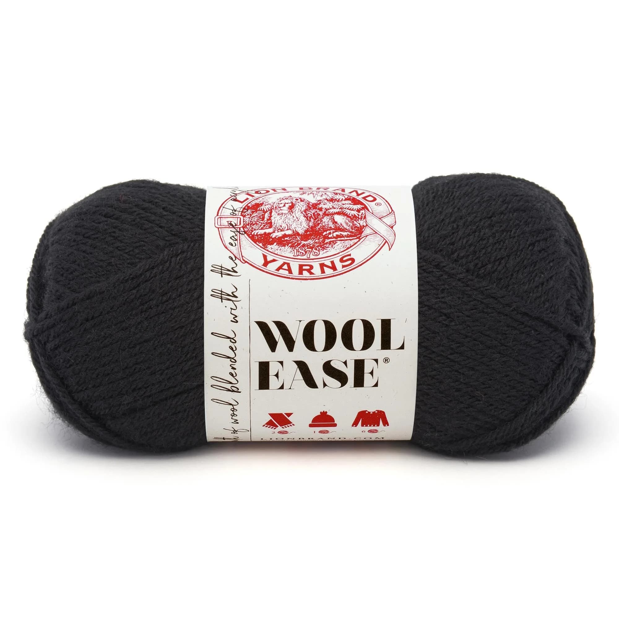 Lion Brand Wool-Ease Yarn Black | Versatile Wool & Acrylic Blend for Knitting & Crochet — Black