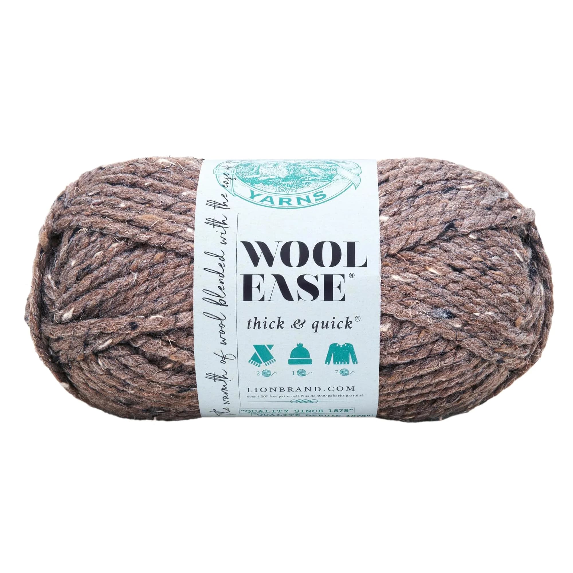 Lion Brand Yarn Wool-Ease Thick & Quick Yarn, Barley | Super Bulky Acrylic-Wool Blend for Warm Projects — Barley