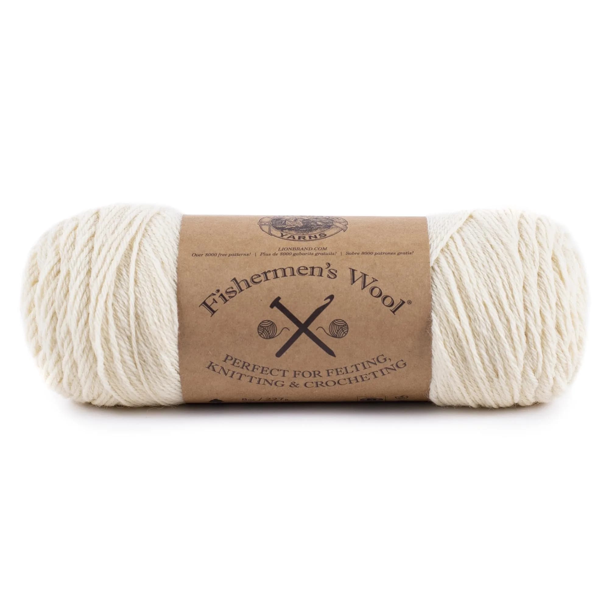 Lion Brand Yarn Medium-Weight Fishermen’s Wool Yarn for Knitting, Crocheting, and Crafts, Natural, 1 Pack | Warm, Soft Wool for Outdoor Projects