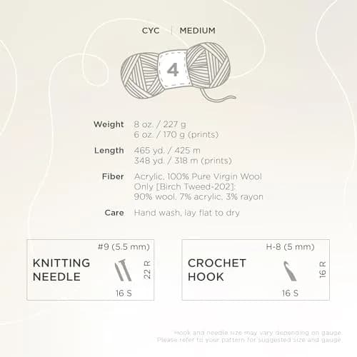 Lion Brand Yarn Medium-Weight Fishermen’s Wool Yarn for Knitting, Crocheting, and Crafts, Natural, 1 Pack | Warm, Soft Wool for Outdoor Projects thumbnail 4
