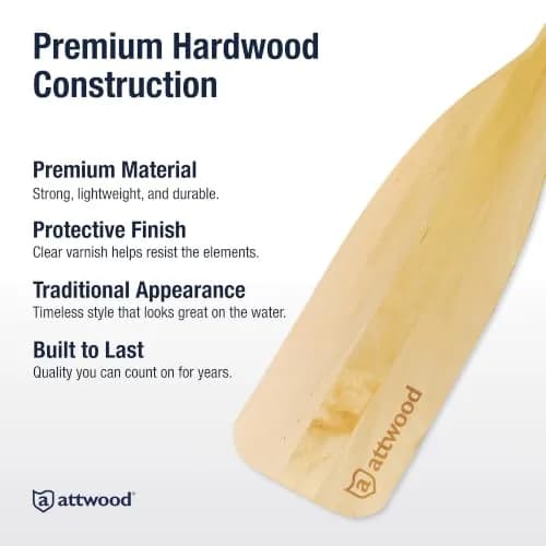 Attwood 2.5 Feet Wooden Canoe Paddle | Ergonomic Grip, Premium Hardwood, Protective Finish thumbnail 4