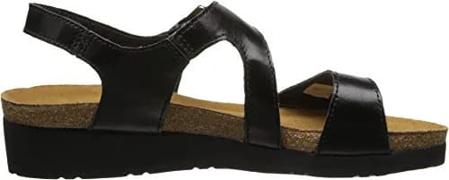 NAOT Pamela Sandal Black Madras Leather | Elegant Two-Strap Casual Wedge for Women thumbnail 3