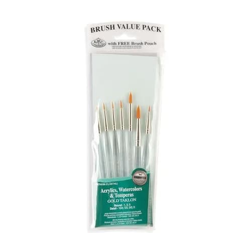 Royal & Langnickel Paint Brush Set 7-Piece | Gold Taklon Detail & Acrylic Handles thumbnail 1