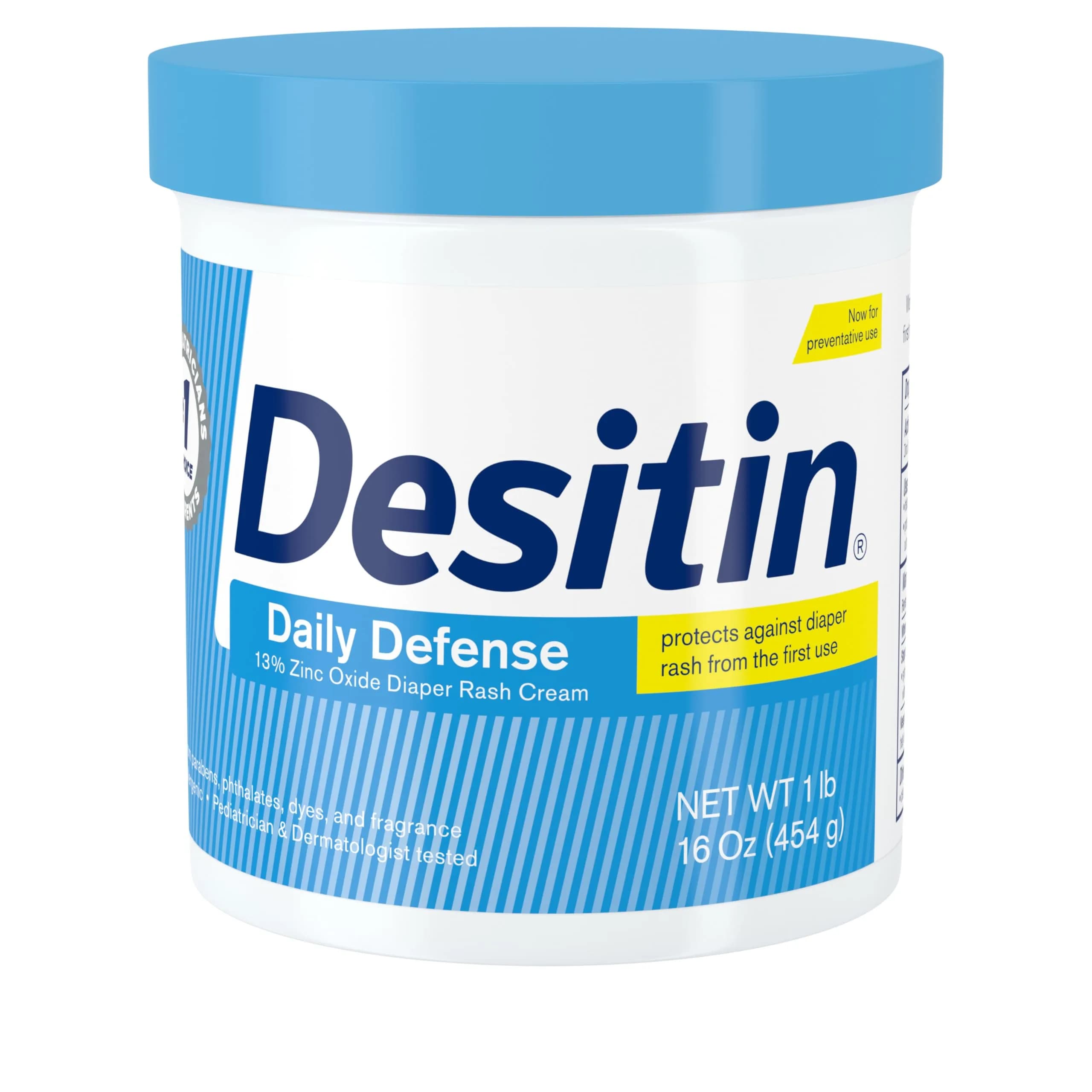 Desitin Daily Defense Baby Diaper Rash Cream with 13% Zinc Oxide, Hypoallergenic, Dye-, Phthalate- & Paraben-Free, 473ml (16 oz) - main product image