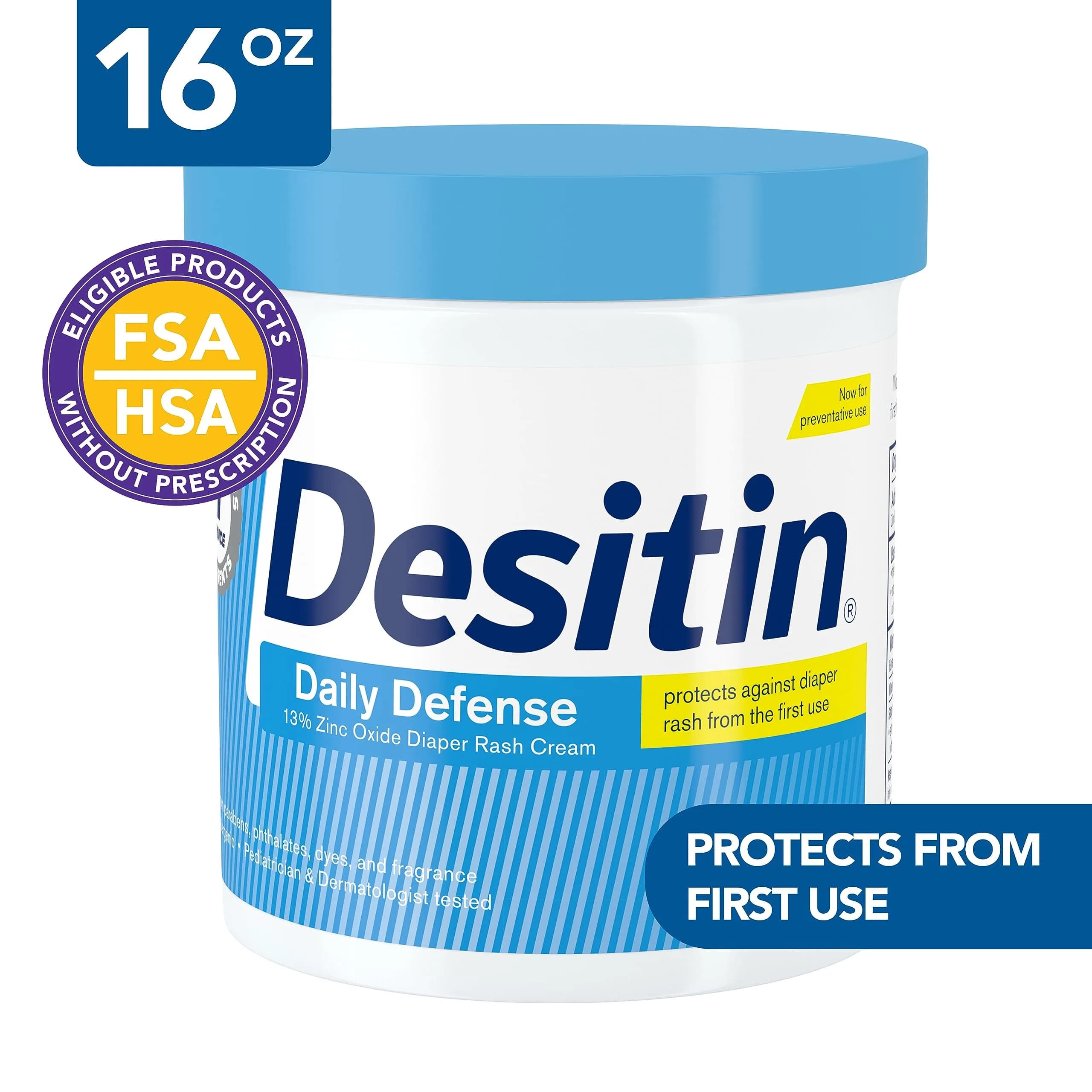 Desitin Daily Defense Baby Diaper Rash Cream with 13% Zinc Oxide, Hypoallergenic, Dye-, Phthalate- & Paraben-Free, 473ml (16 oz) - view 2