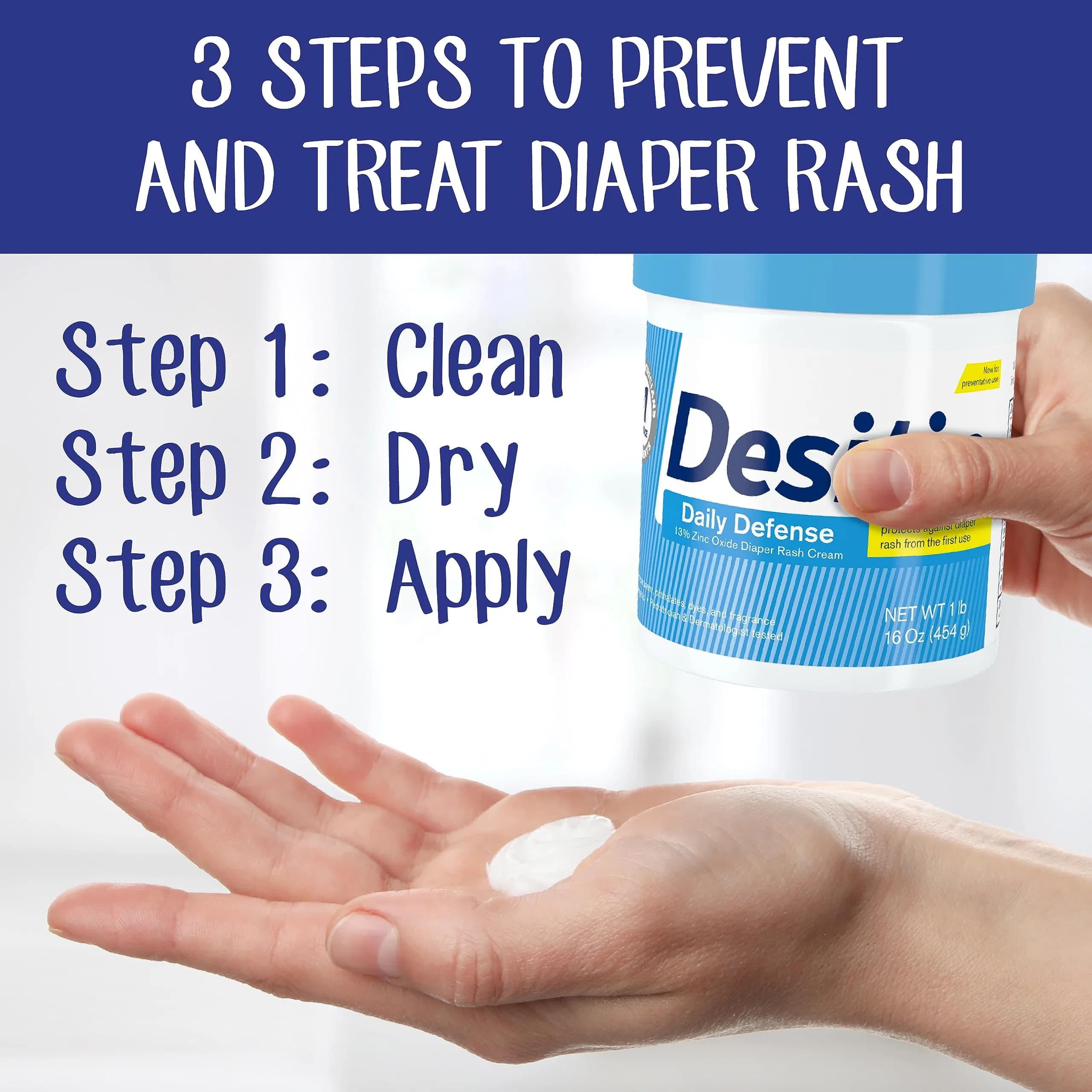 Desitin Daily Defense Baby Diaper Rash Cream with 13% Zinc Oxide, Hypoallergenic, Dye-, Phthalate- & Paraben-Free, 473ml (16 oz) - view 4